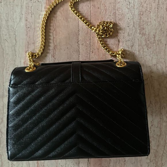 New GENUINE YSL Medium Grain De Poudre Matelasse Chevron Monogram Satchel Bag - Picture 7 of 16